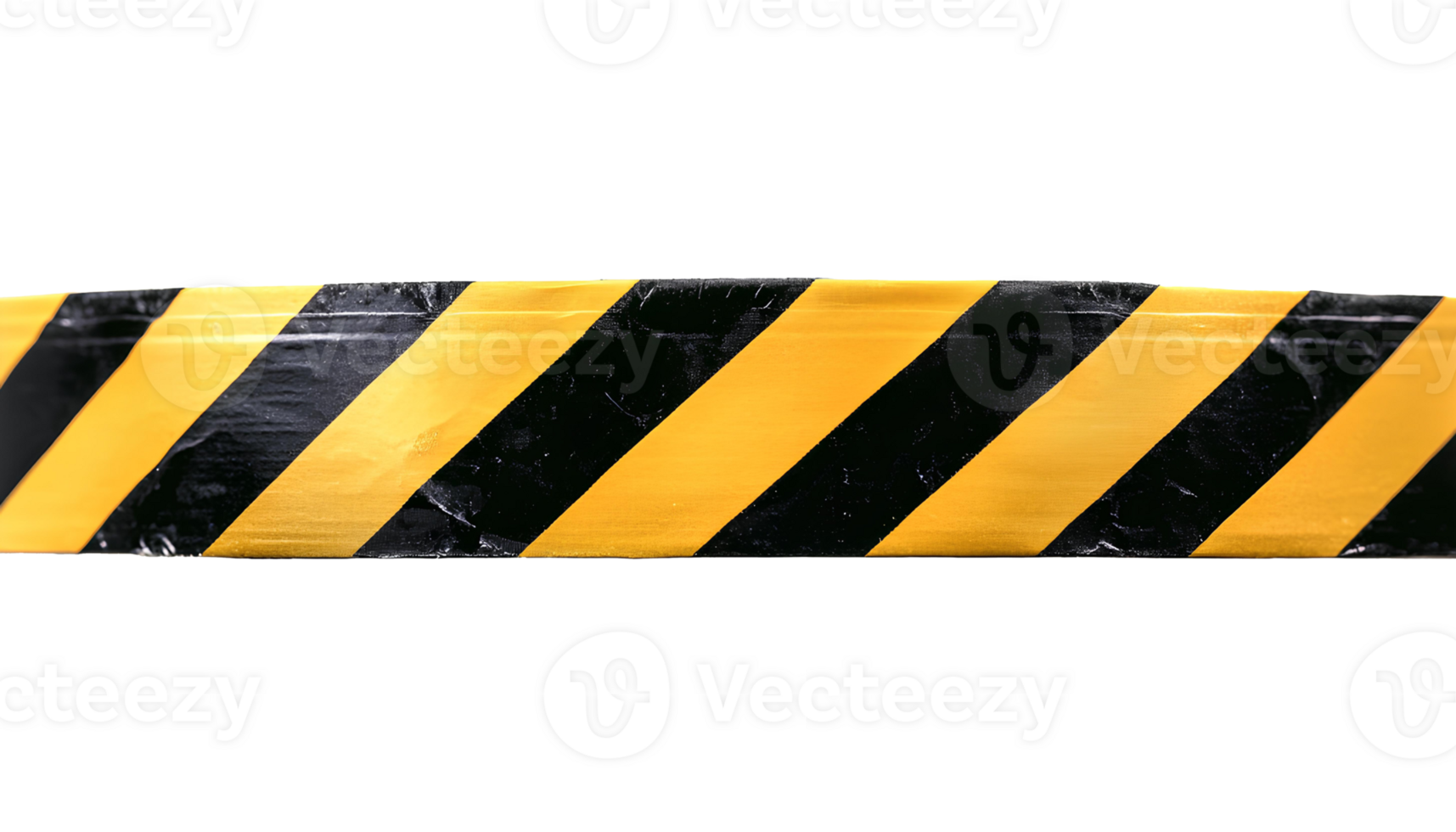 Yellow hazard tape with black stripes isolated in a horizontal arrangement emphasizing its high contrast pattern ideal for use in visuals related to safety industrial zones or restricted areas png