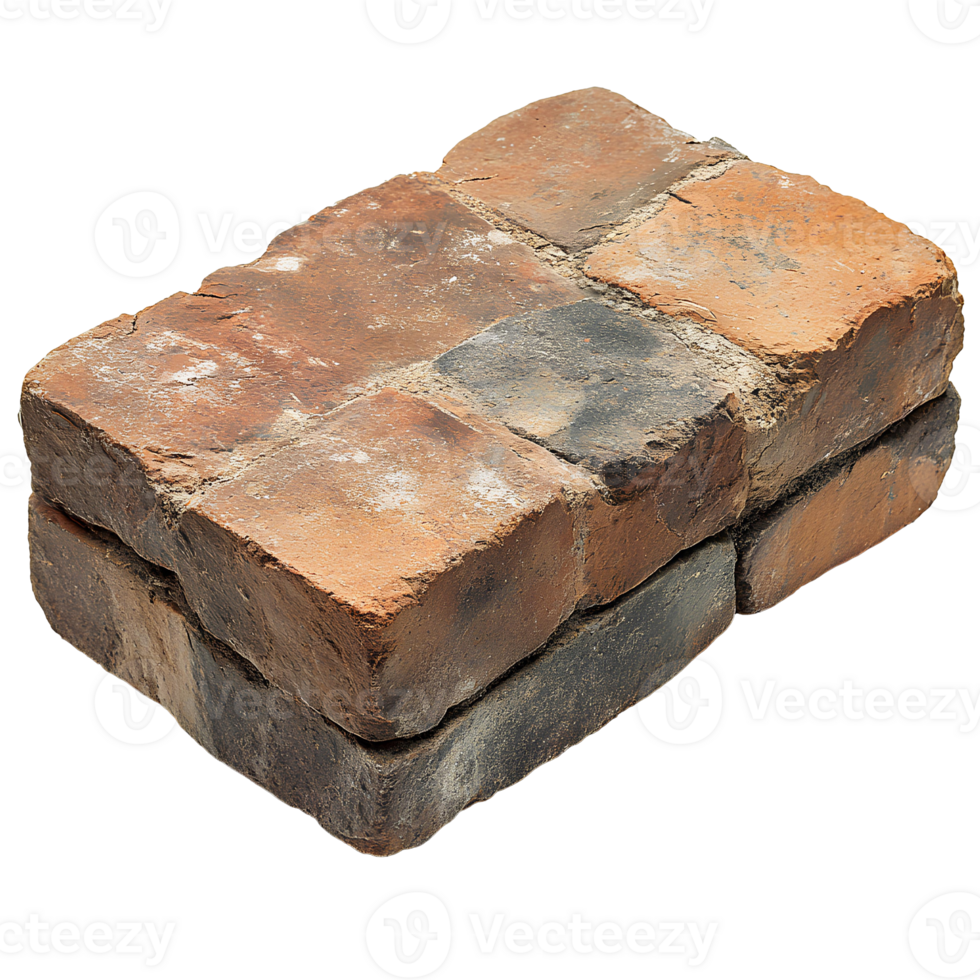stack of red bricks isolated highlighting their rugged design and durability perfect for projects and concepts focusing on construction industrial work or architecture png