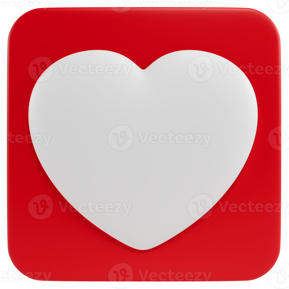 Stylized social media icon with a heart. Isolated on transparent background png