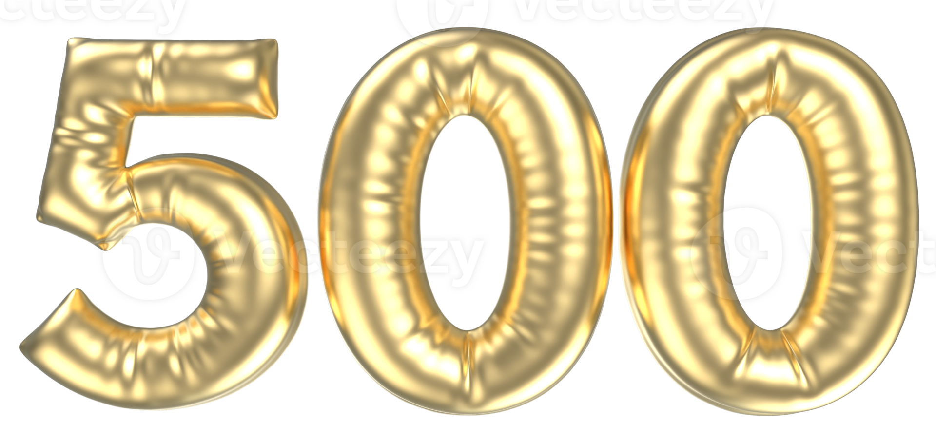 500 Balloon Number Gold 3D png