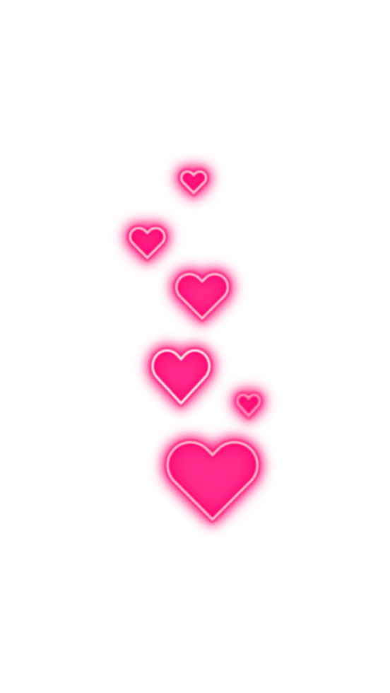 Pink flying glowing hearts png