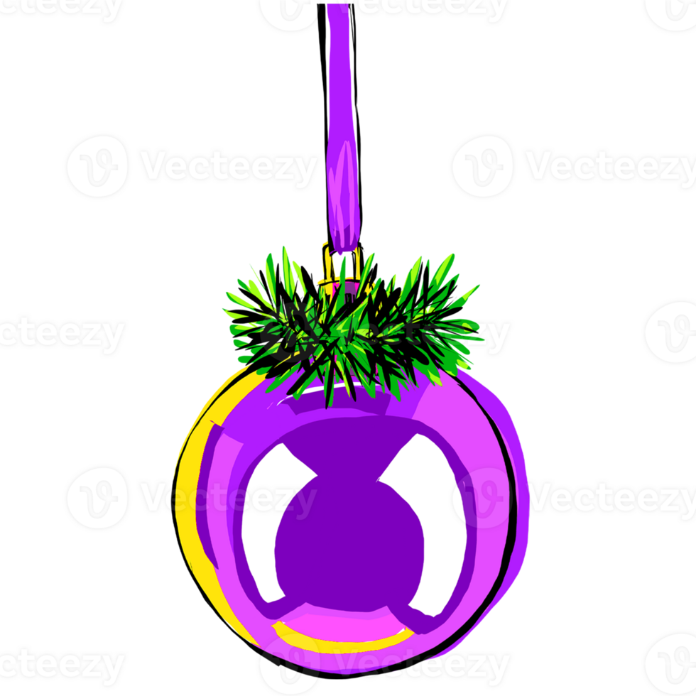 Christmas decoration. Christmas tree ball in violet color png