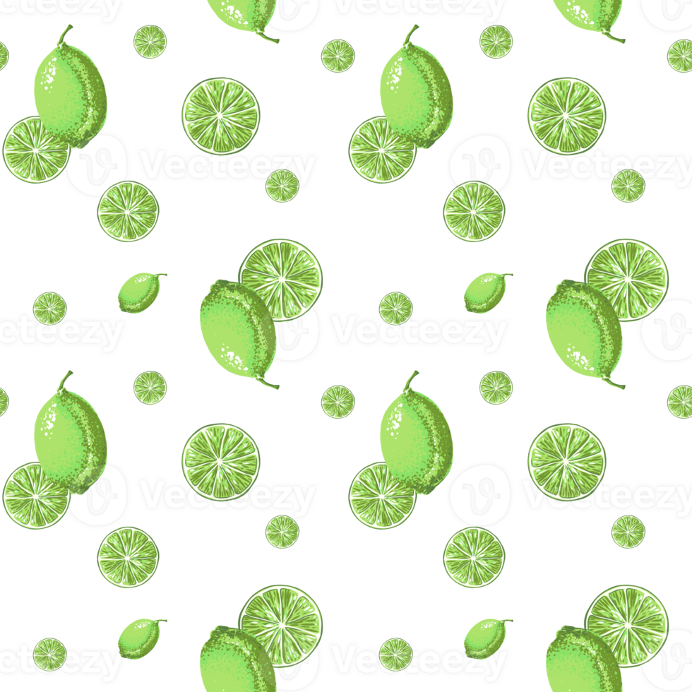 Wrapping paper with green lime fruits in the green background Jointless tiles for Textile png
