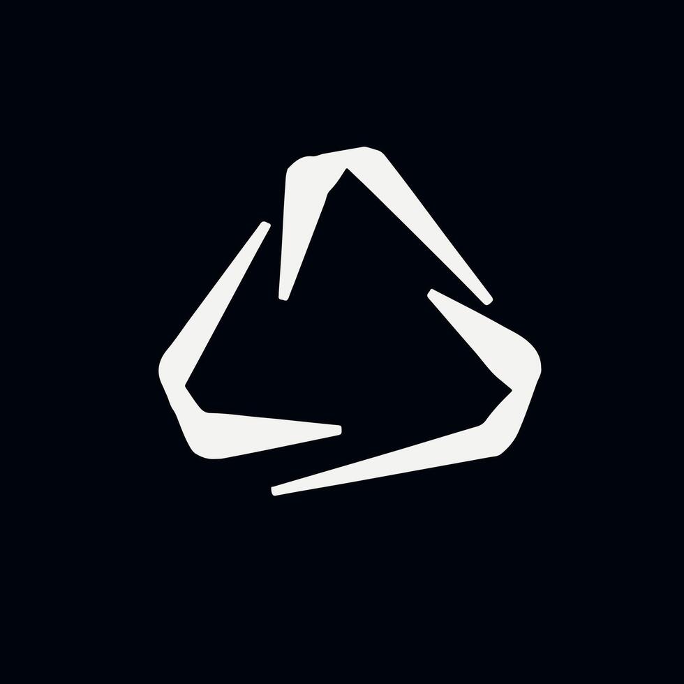 a white triangle that is on a black background vector