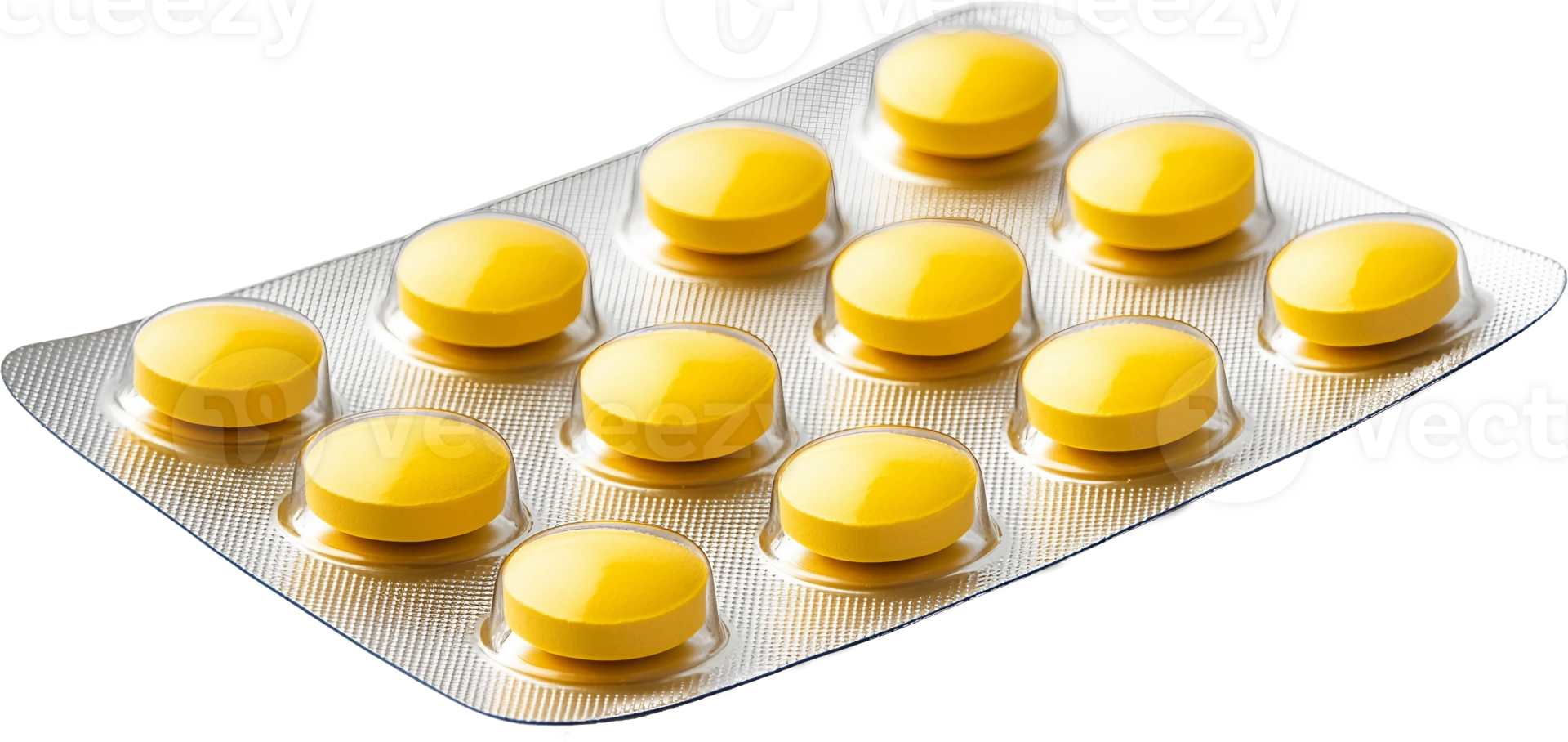 yellow pills in a blister pack on a transparent background png