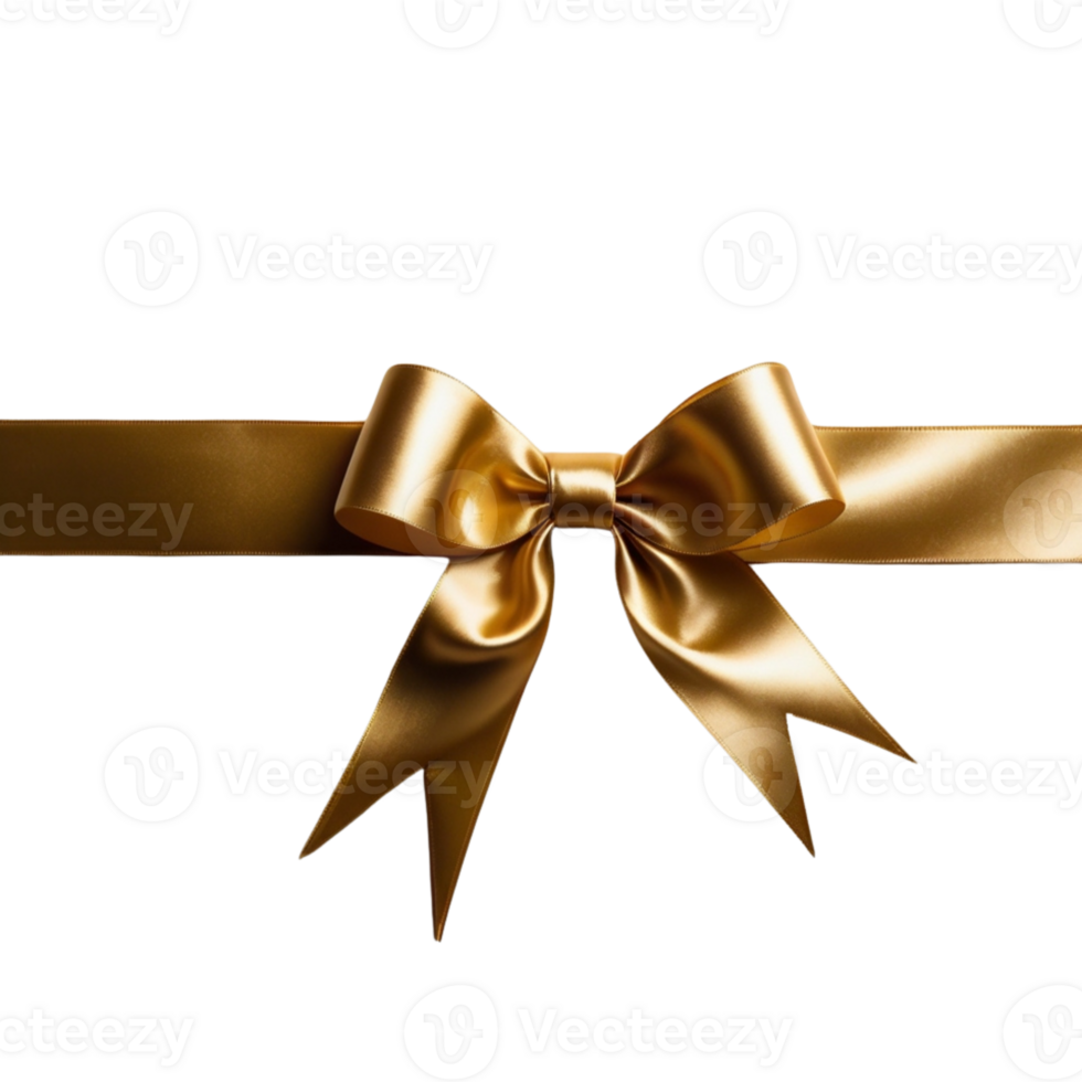 Golden Gift Bow On A Ribbon Strip On Transparent , Perfect For Presents png