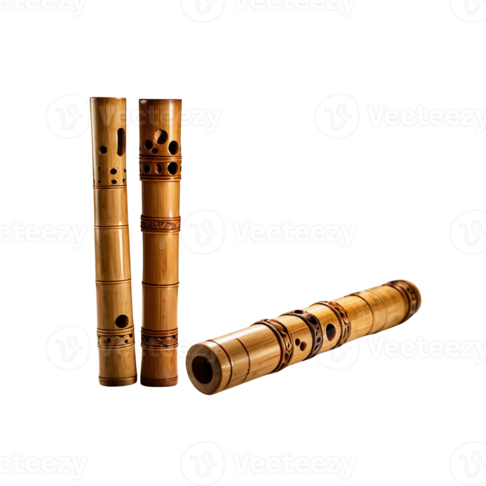 Set Of Bamboo Flutes On A Transparent Ideal For Traditional Music And Art Concepts png