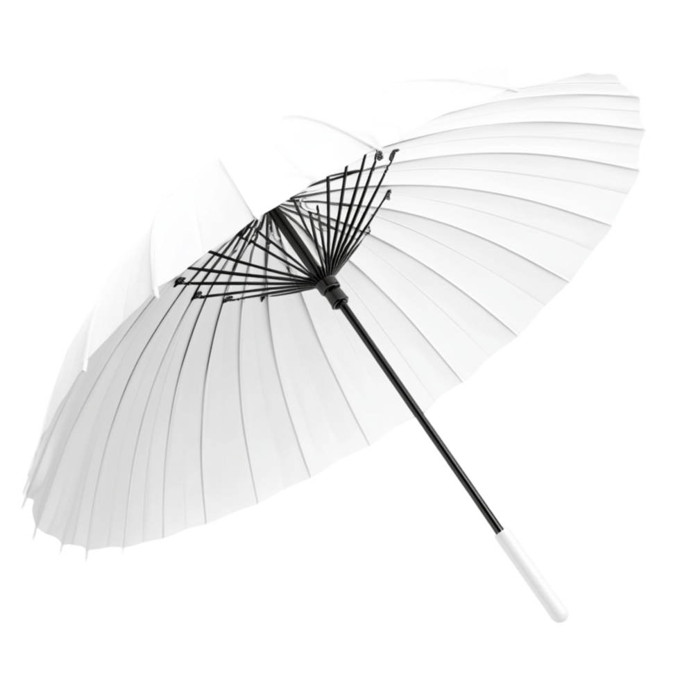 Umbrella Open in White on Transparent Background png