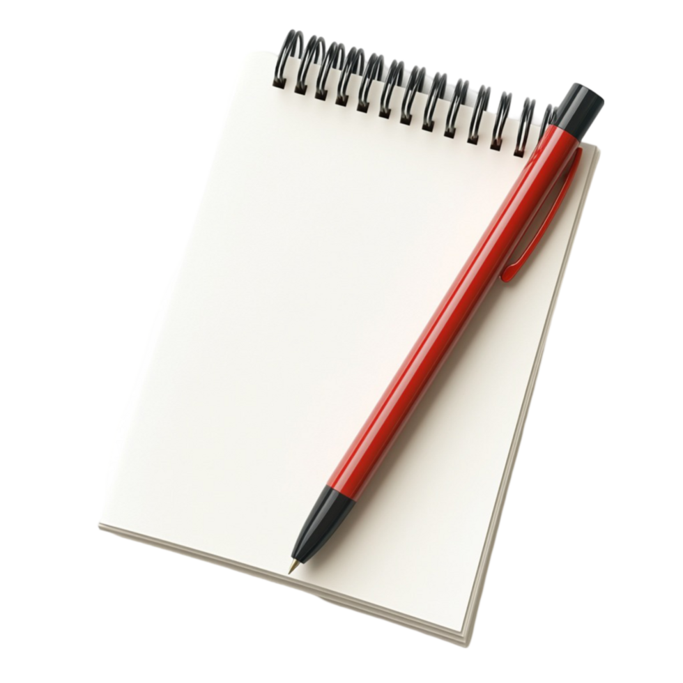 Notebook with Writing Pen on Transparent Background png