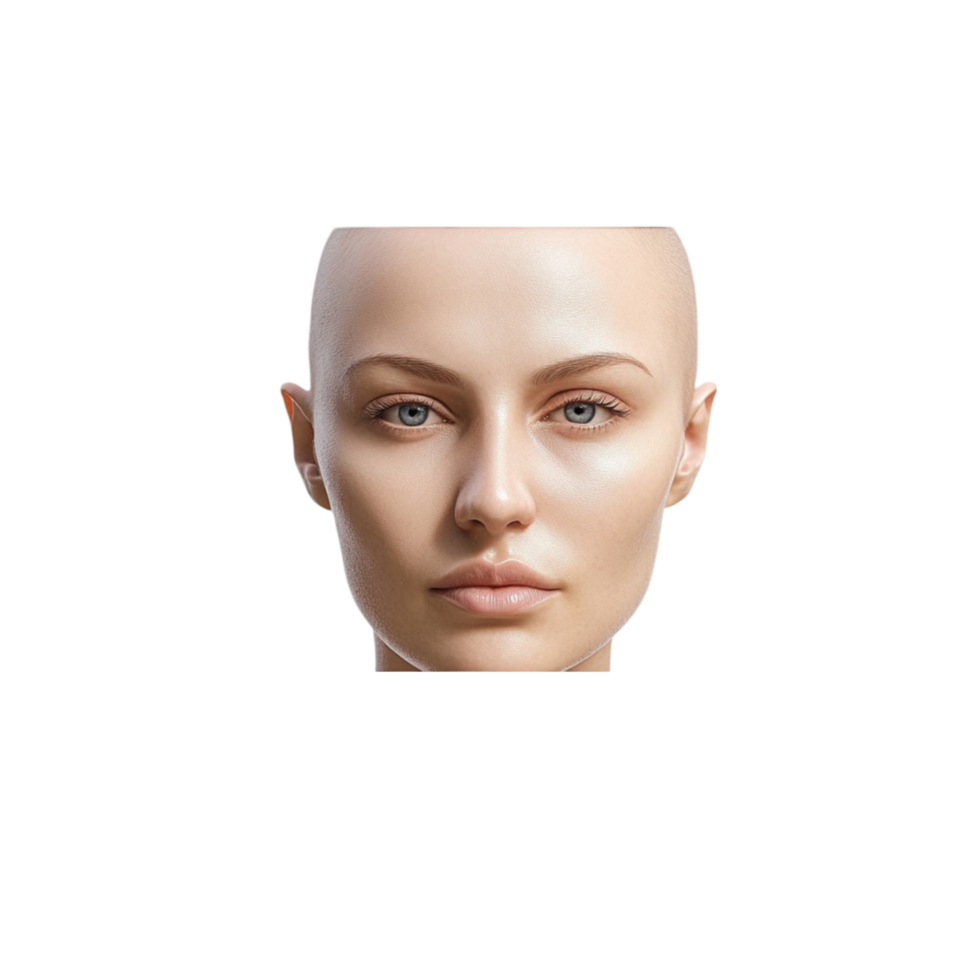 a mannequin head with no hair on a transparent background png