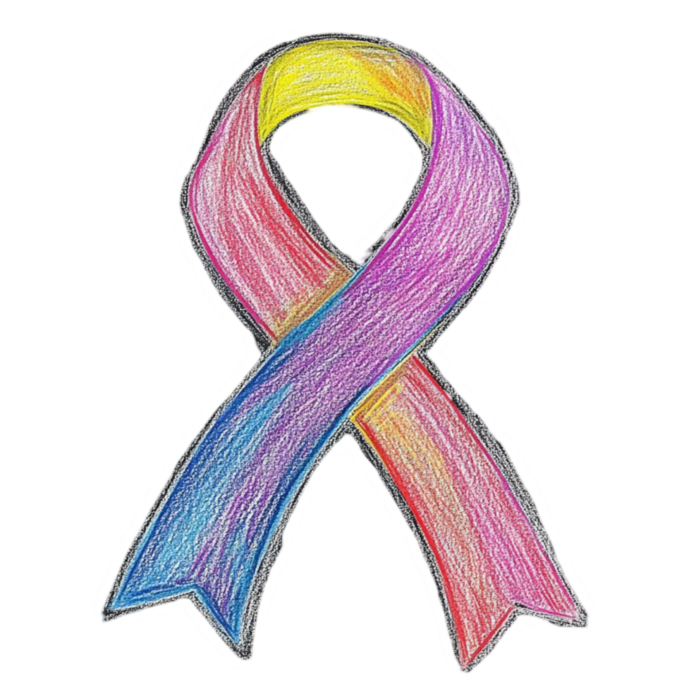 Drawing of a Rainbow Colored Ribbon on Transparent Background png