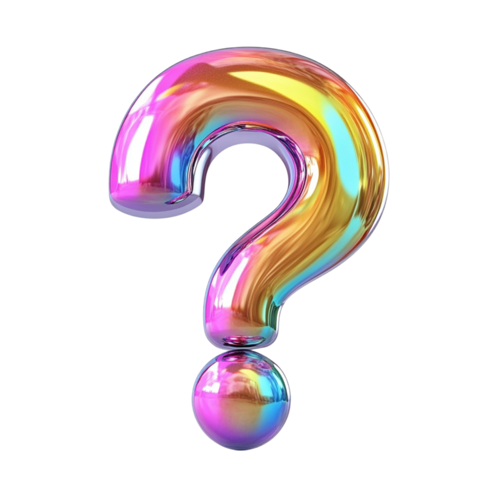 3d rainbow colored question mark on transparent background png