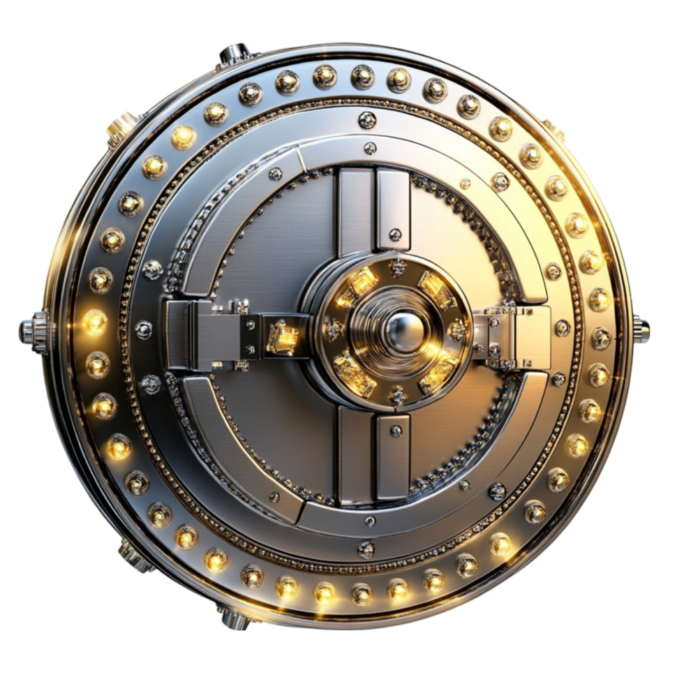 Secure Large Metal Safe with Lock on Transparent Background png