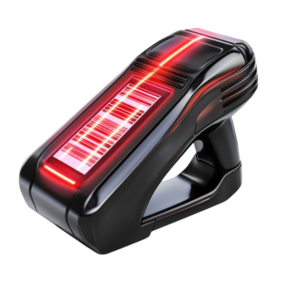 Barcode Scanner with Red Light on Transparent Background png