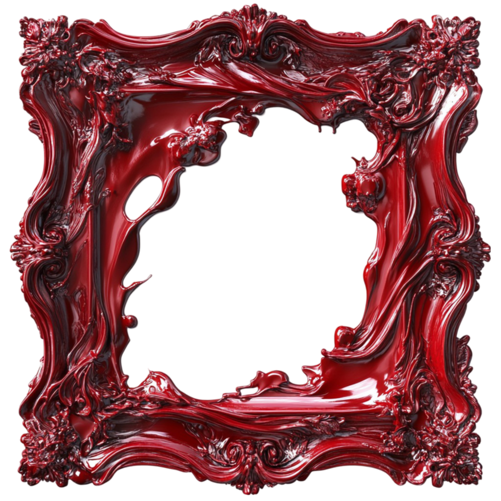Red Frame with Red Paint Splatter on Transparent Background png