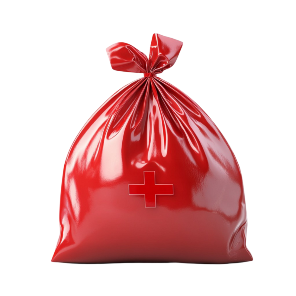 Red Medical Bag with Cross on Transparent Background png