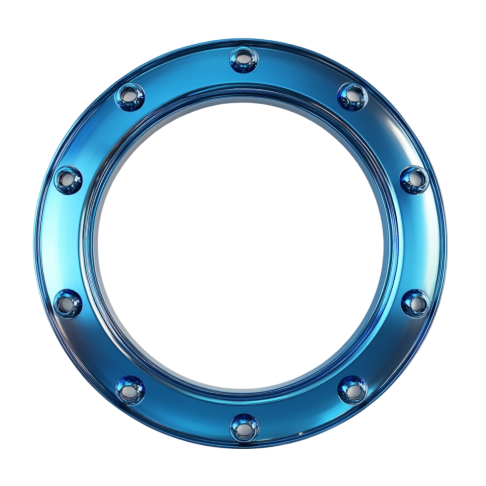 Circular Blue Frame for Decoration on Transparent Background png