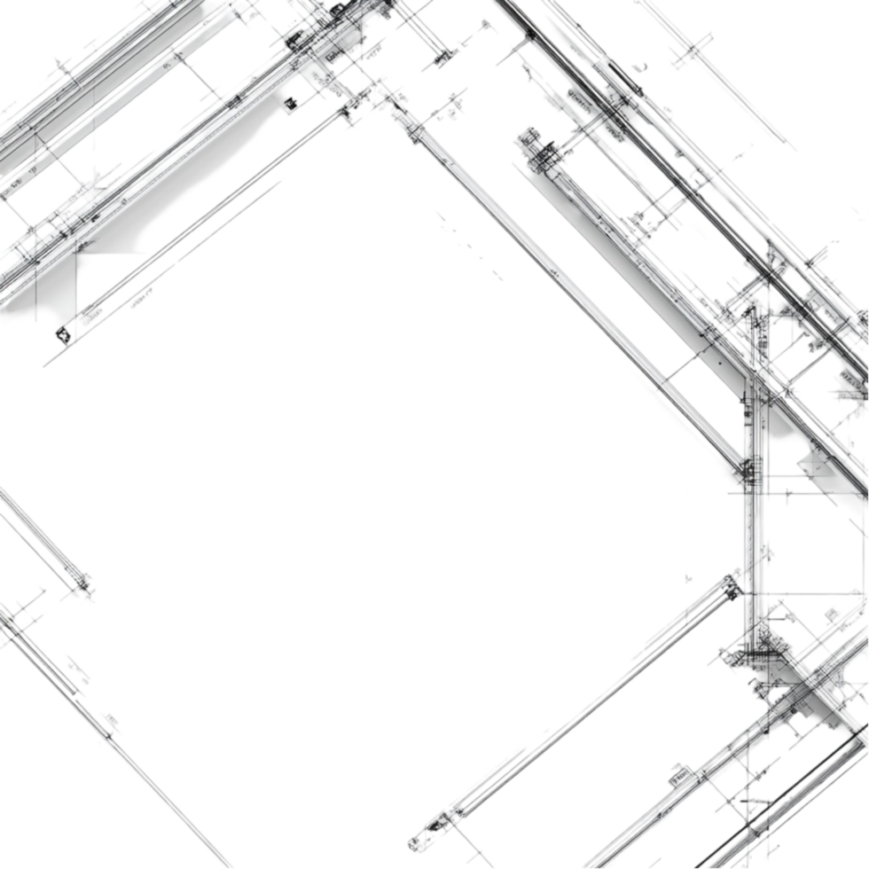 Architectural Drawing on Paper with Blueprint Roll on Transparent Background png