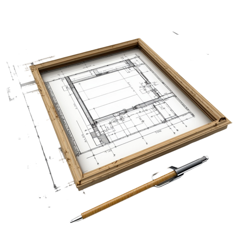 Blueprint Roll with Architectural Plans on Transparent Background png