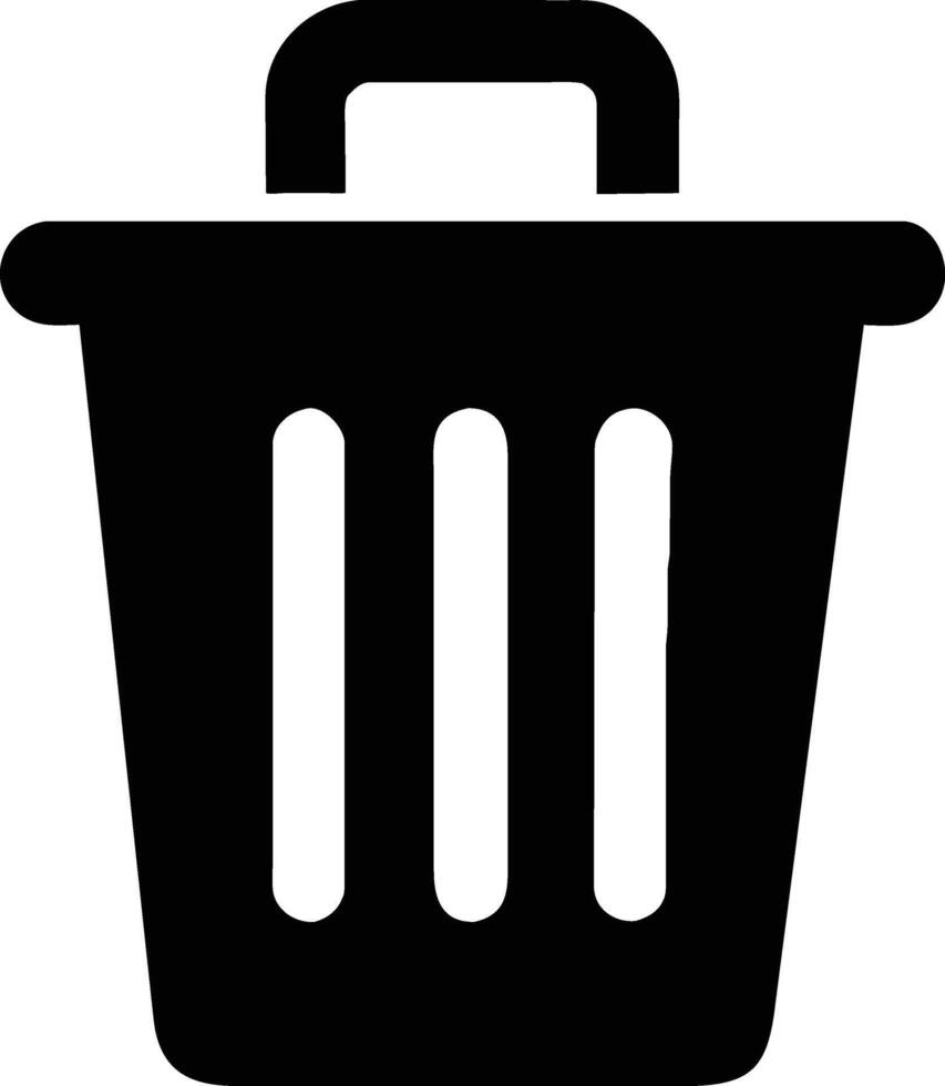 Simple Black Trash Can Icon vector