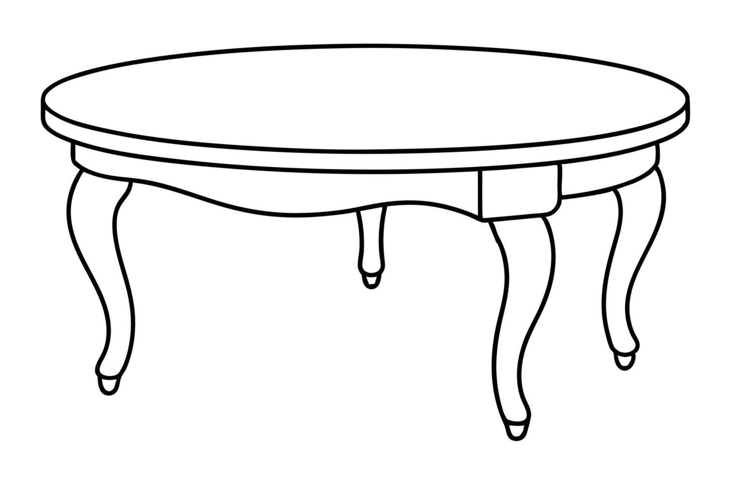 Line drawing of a stylish coffee table. vector
