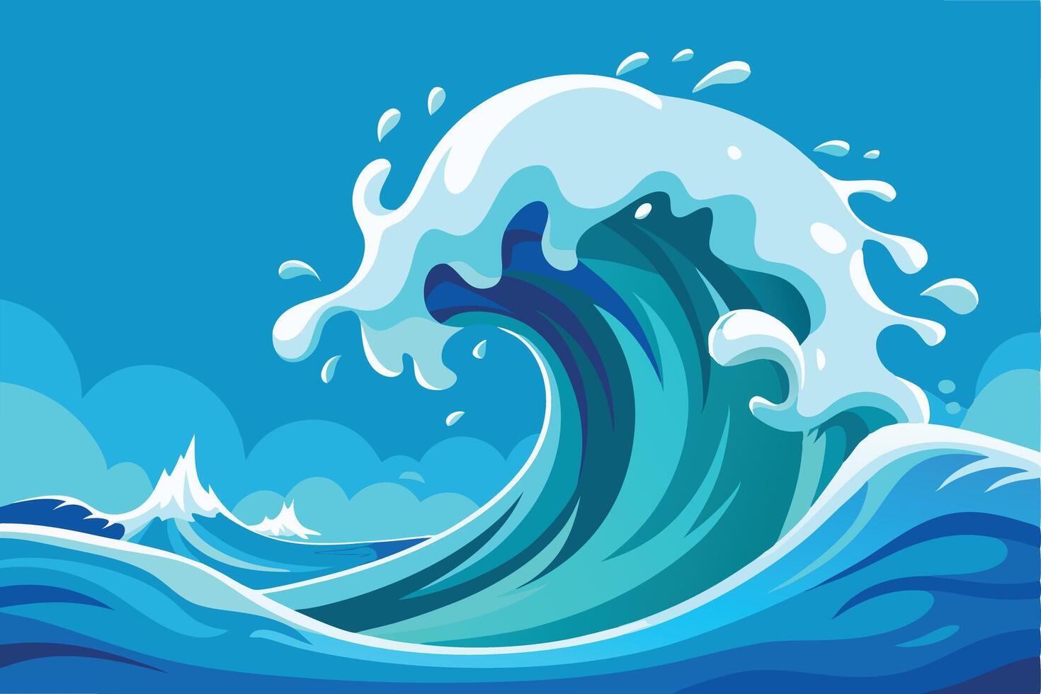 Vibrant Adobe Illustrator Artwork of a Powerful Ocean Wave vector
