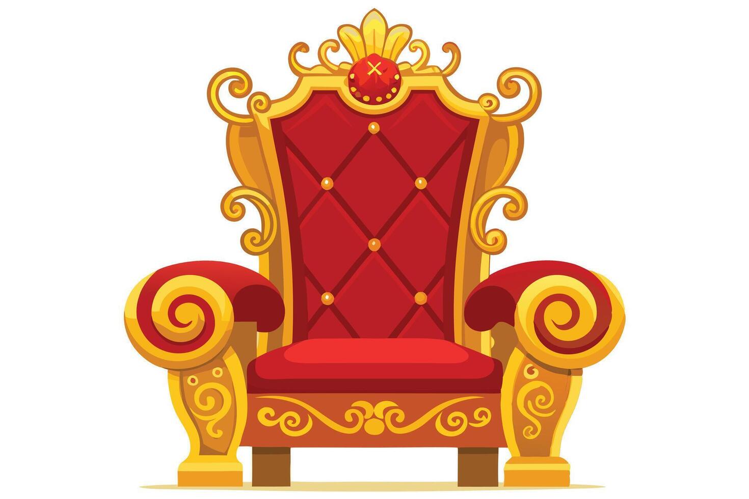 Ornate Red and Gold Throne, perfect for royalty or game assets. vector