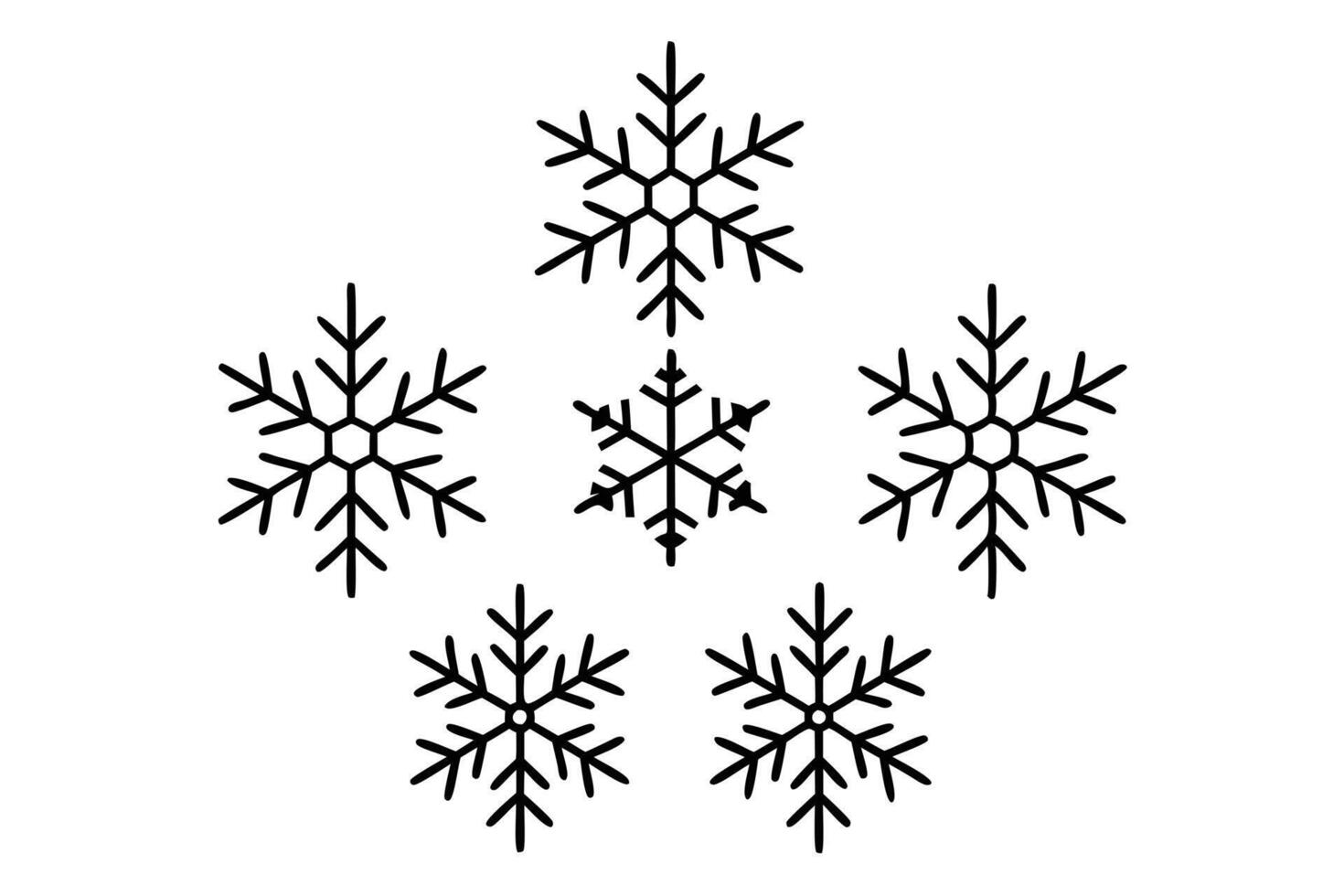 Simple Black Snowflakes on a White Background vector