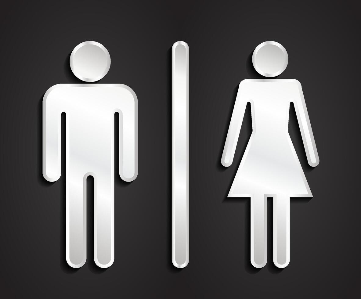 man and woman 3d silver pictogram symbol vector