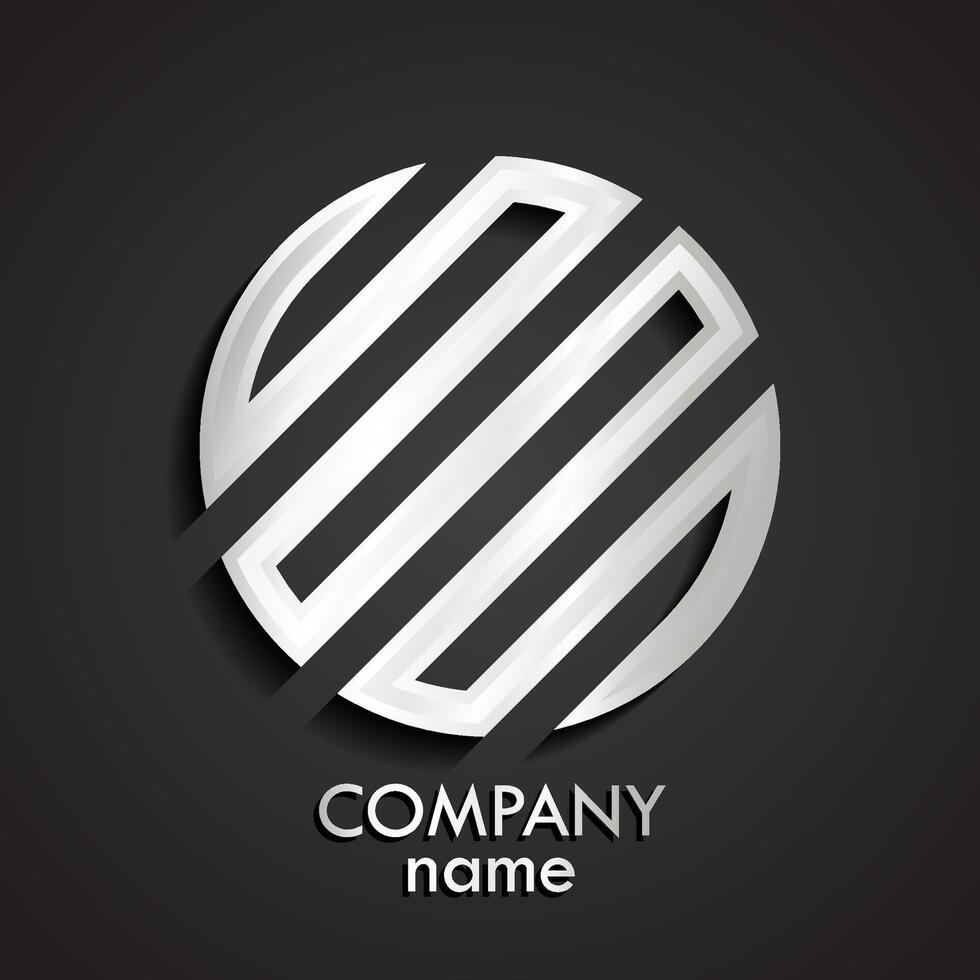 3d metal linear shape circle logo vector