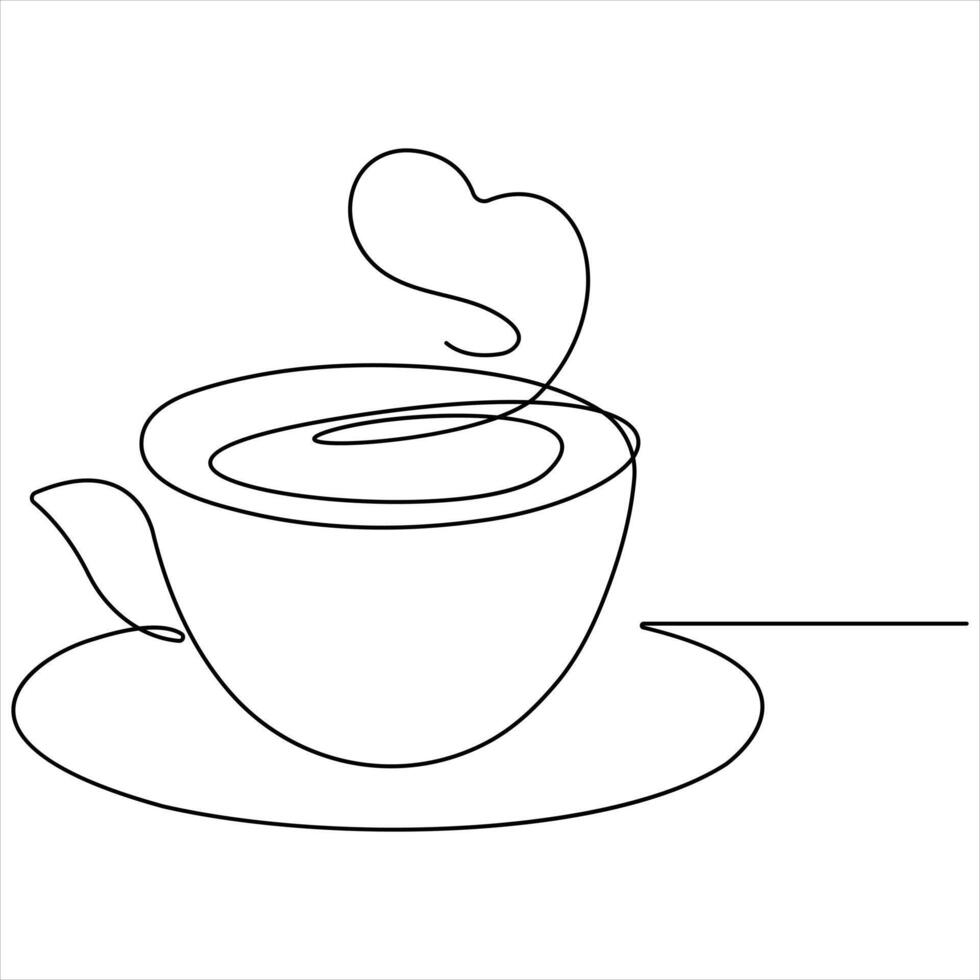 Continuous single line art drawing a cup of coffee or tea Coffee single line art drawing sketch illustration vector