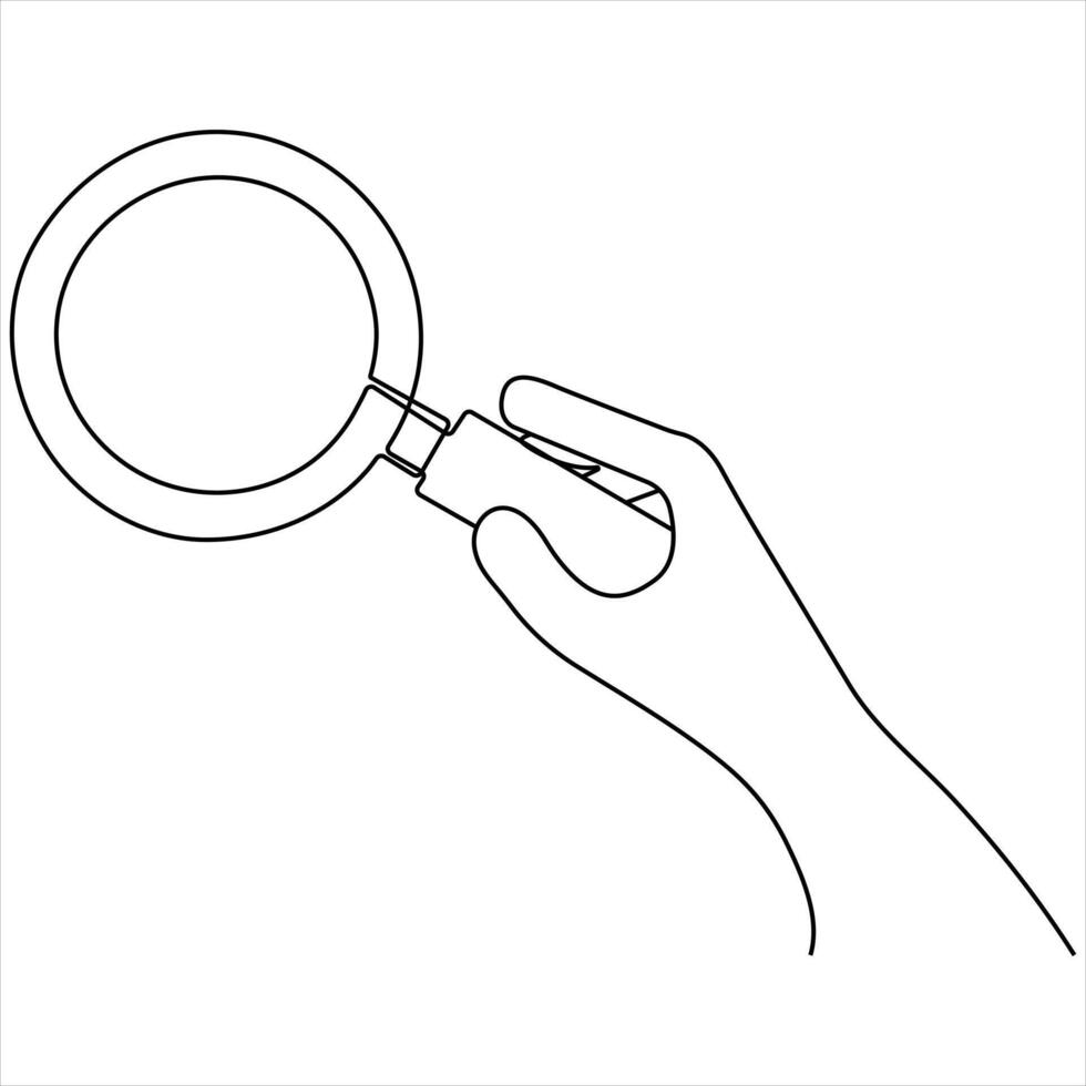 Continuous magnifying glass search symbol single line drawing sketch illustration vector