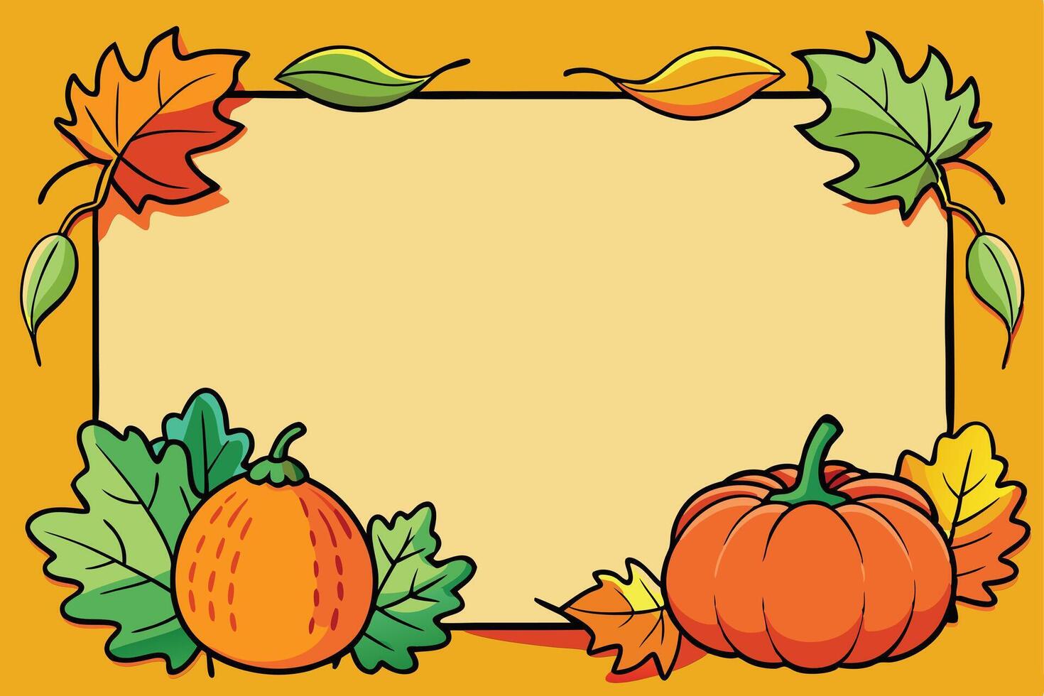 Colorful Thanksgiving Frame with Pumpkins and Leaves vector