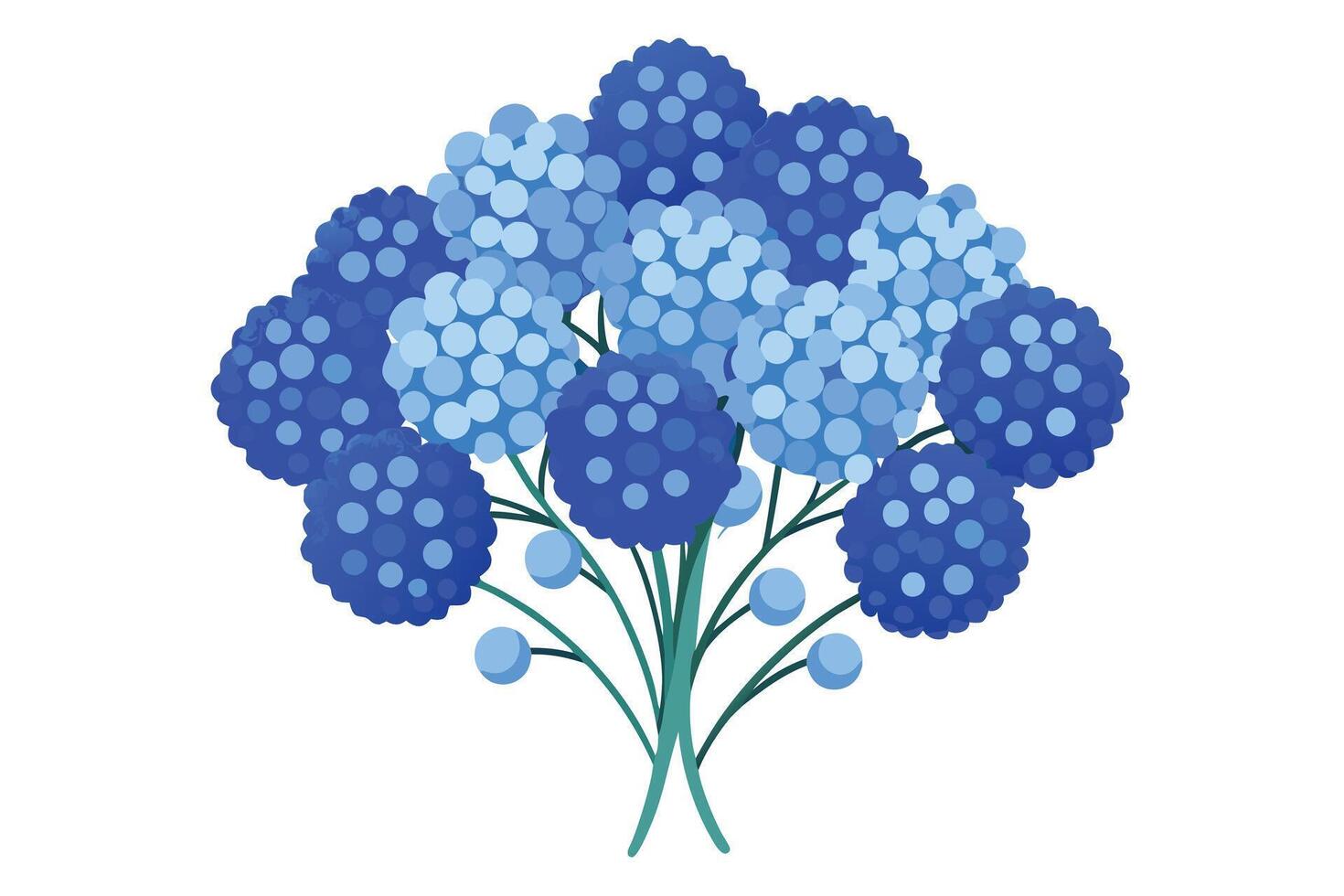 A beautiful bouquet of light blue and dark blue flowers. vector