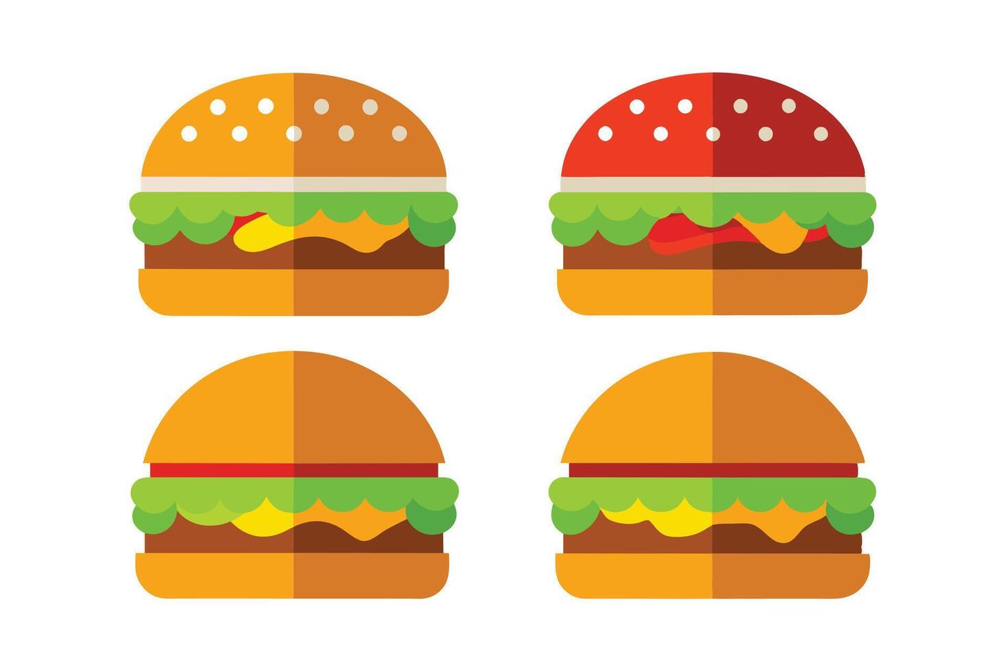 Four colorful flat design hamburger icons. vector