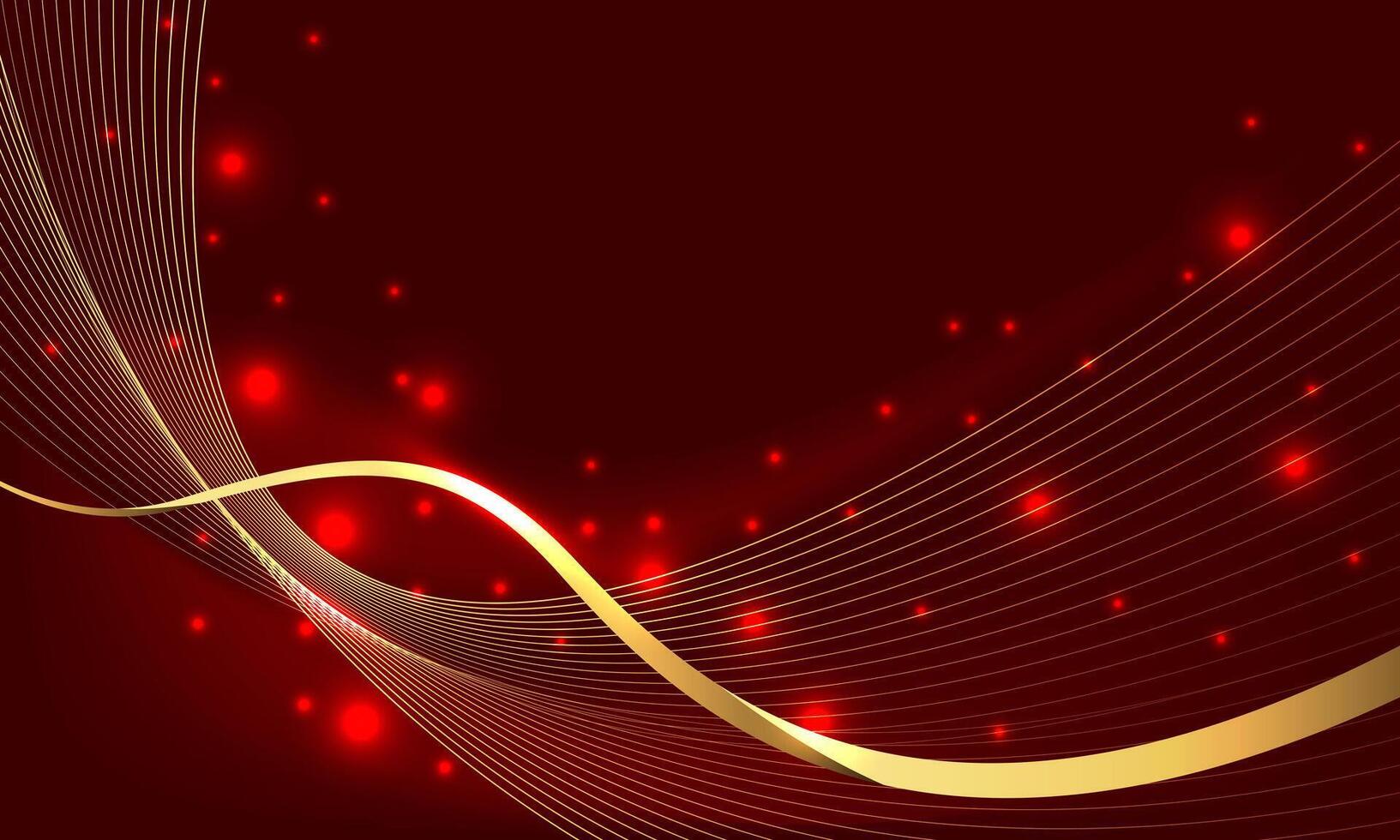 Abstract red gold light luxury wave curve design modern creative background vector