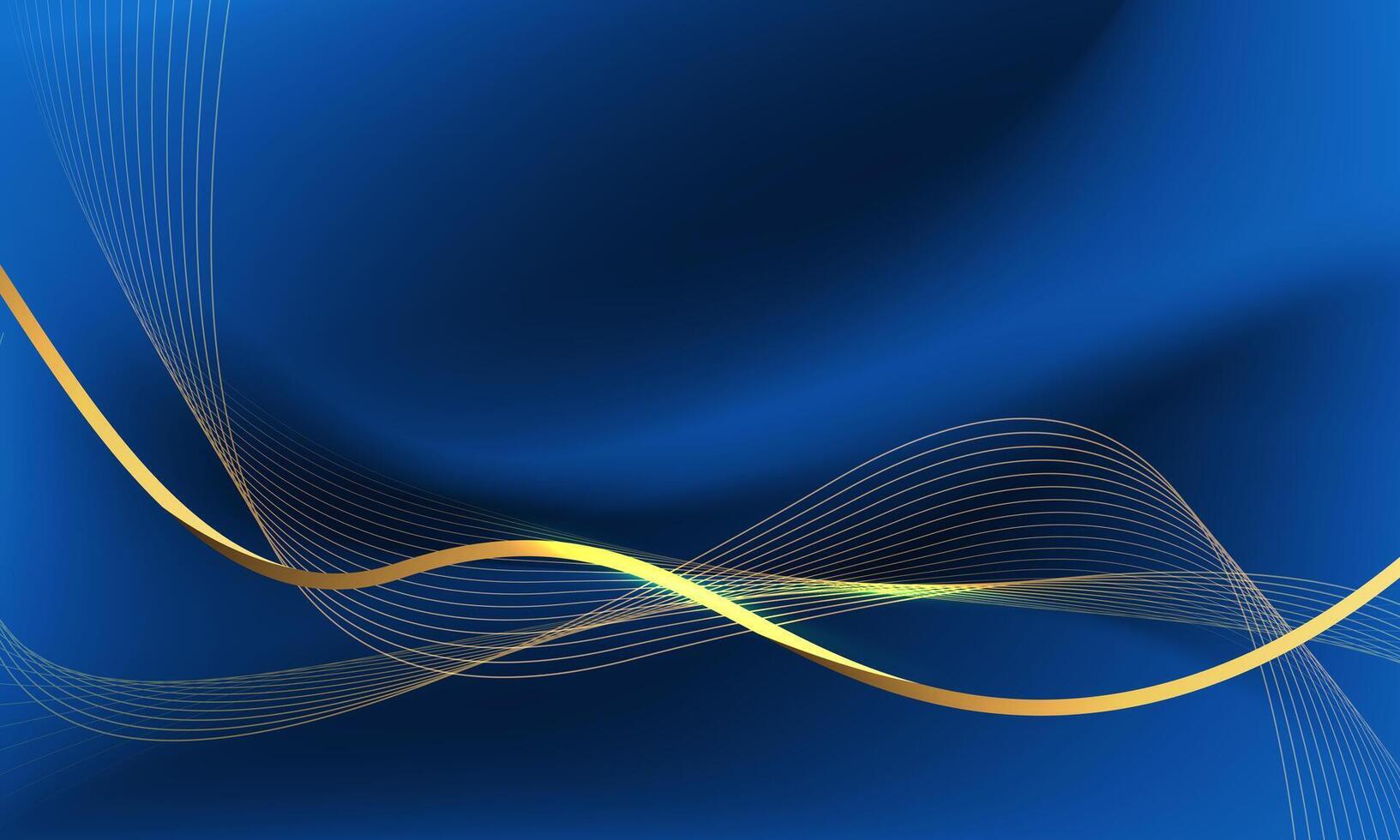 Abstract gold light luxury wave curve on blue design modern creative background vector