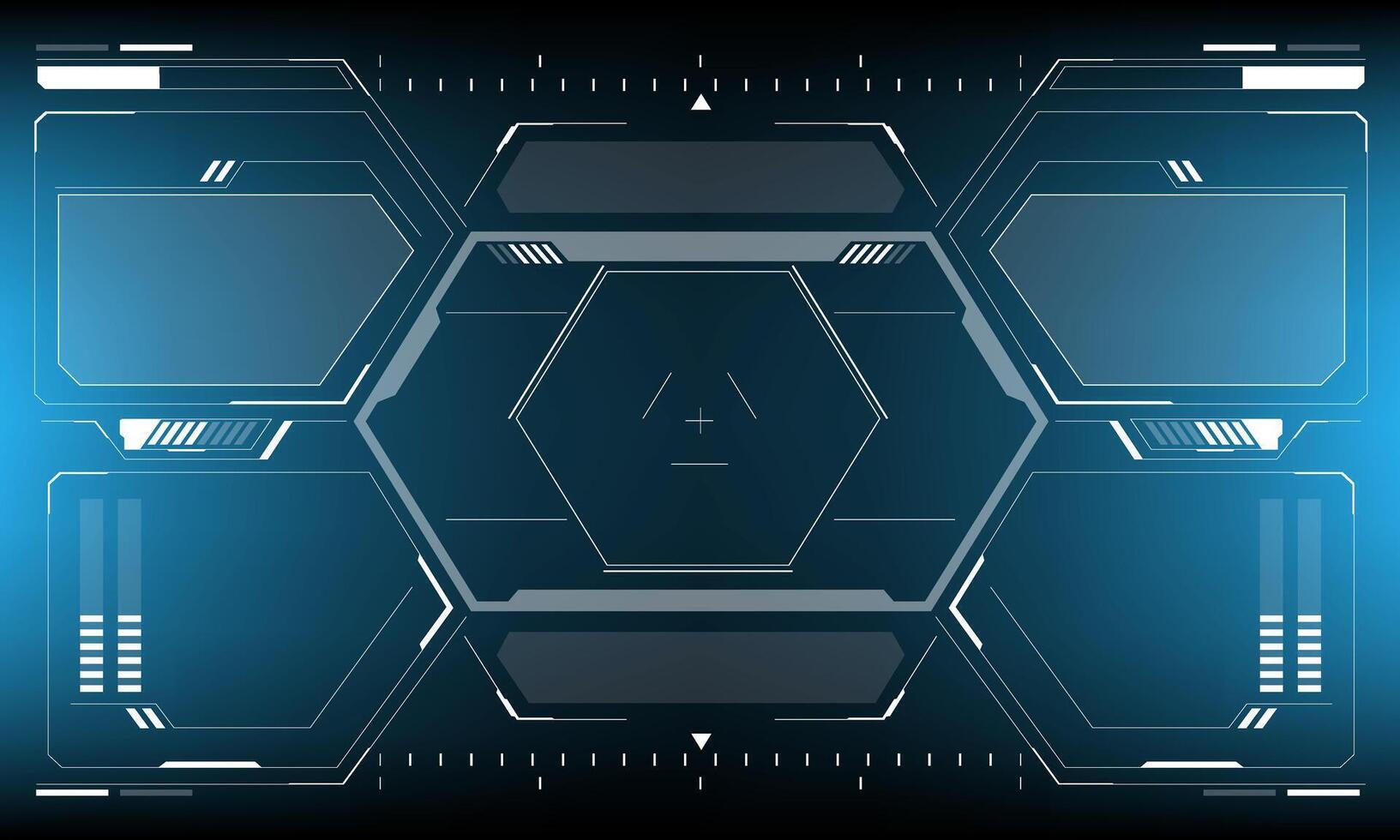 HUD sci-fi interface screen view white circular geometric design virtual futuristic technology on blue vector