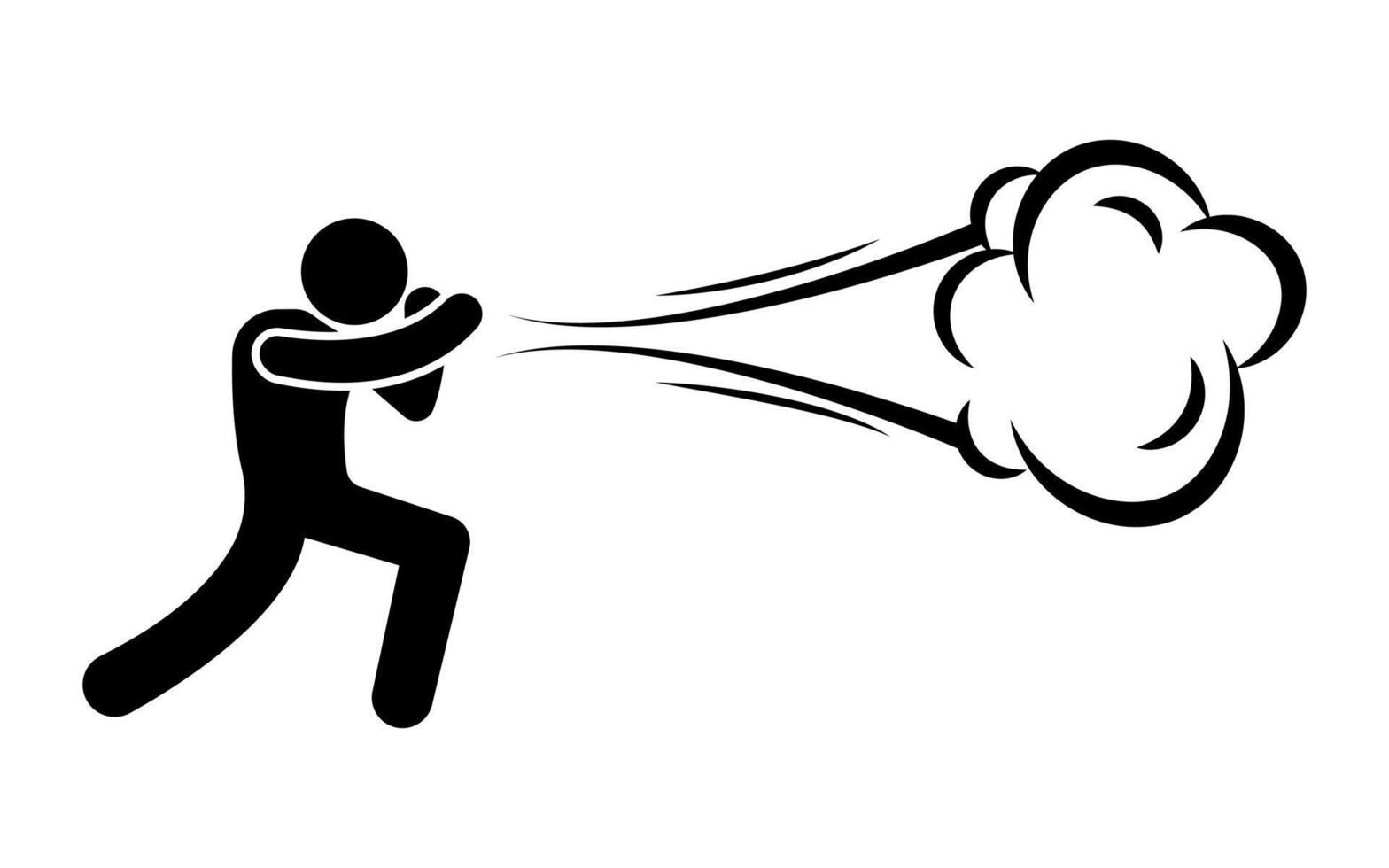 someone exerted his power with both hands. stickman black cartoon style. vector