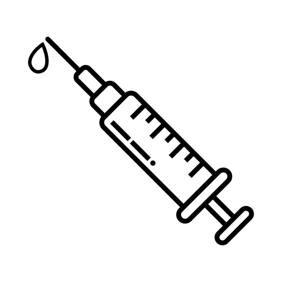 syringe icon. medical injection. black line icon. vector