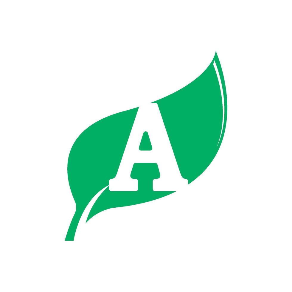 A logo with a green leaf on it vector