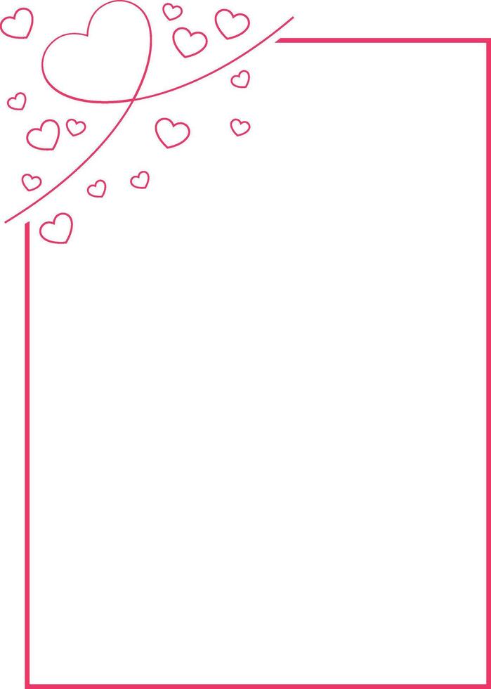 Red frame with hearts for Valentine's Day romantic decoration, vector