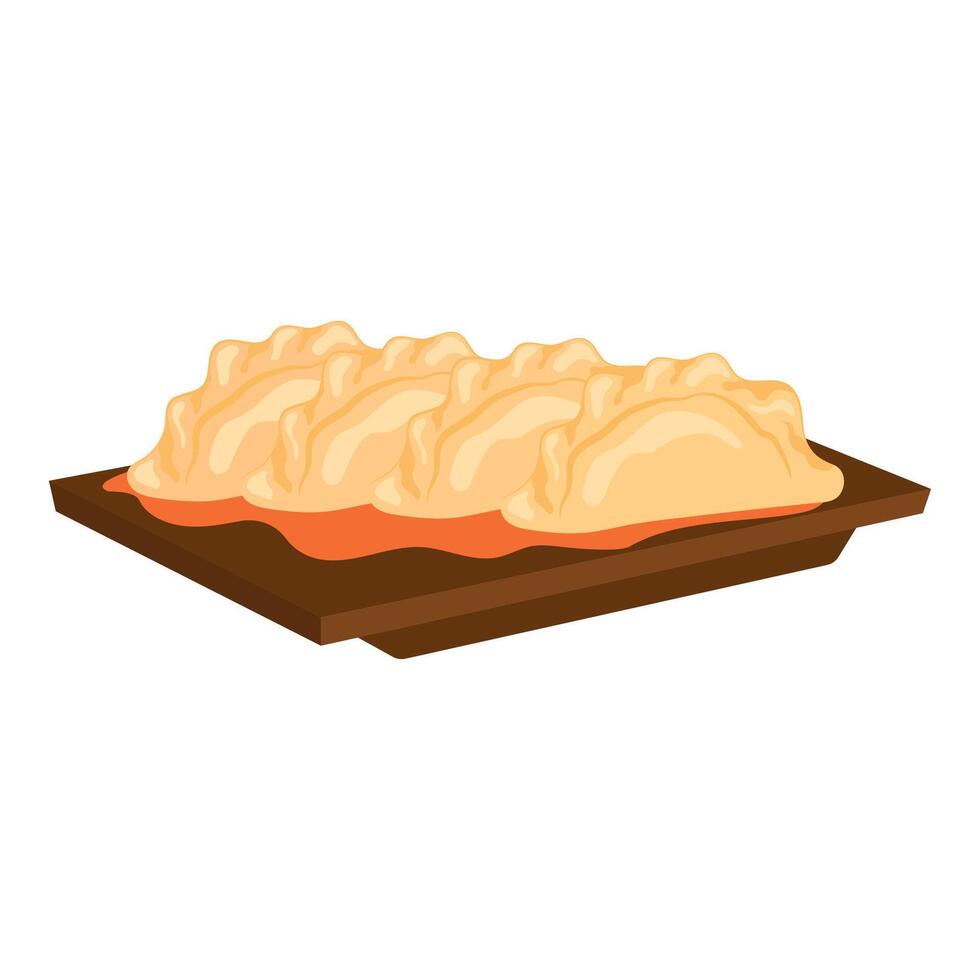 Fried Dumplings on Wooden Plate vector
