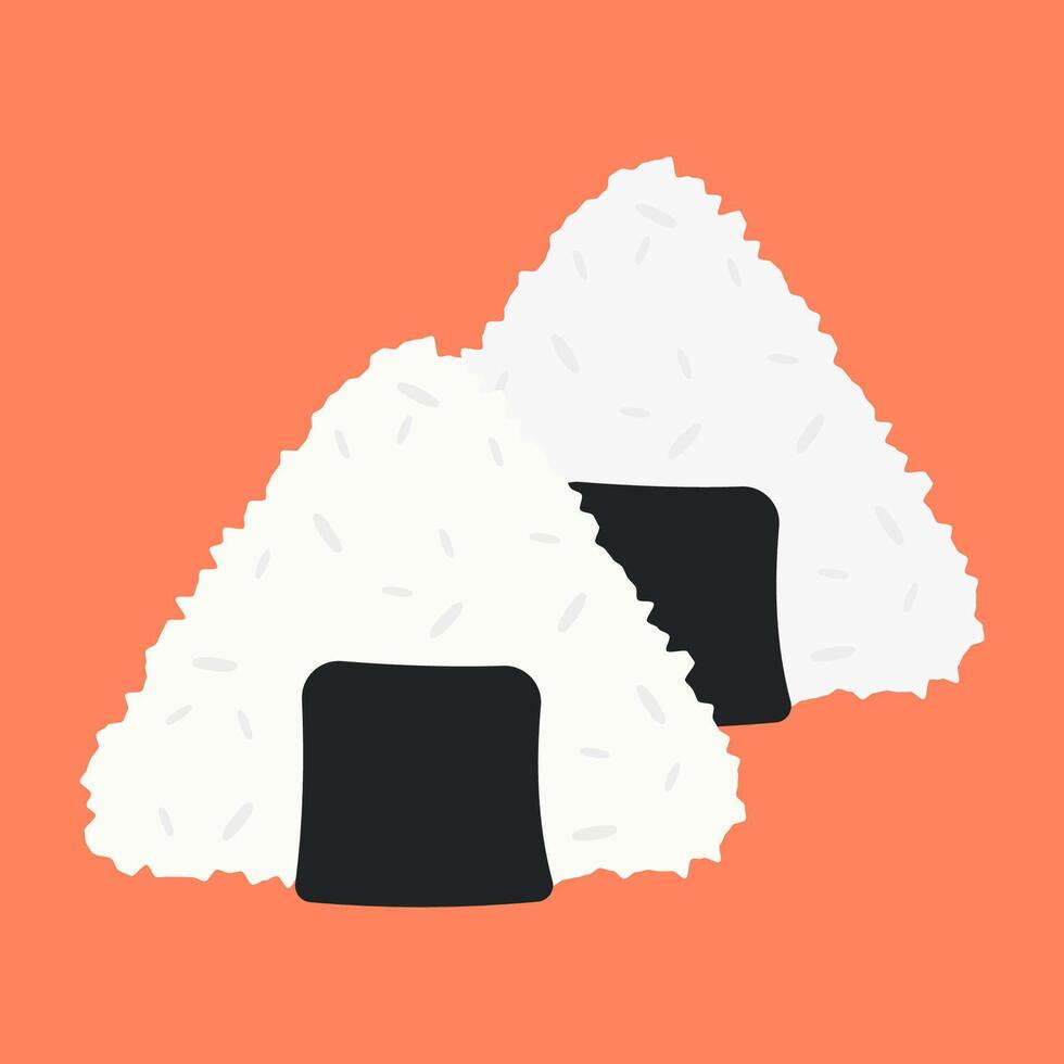 White rice triangles wrapped in black seaweed vector