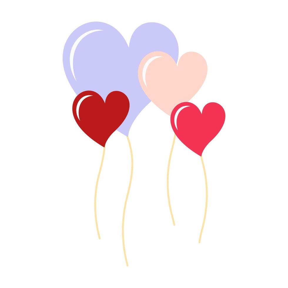 Romantic Valentines Day Graphics - Rainbows, Balloons and Love Letters. vector