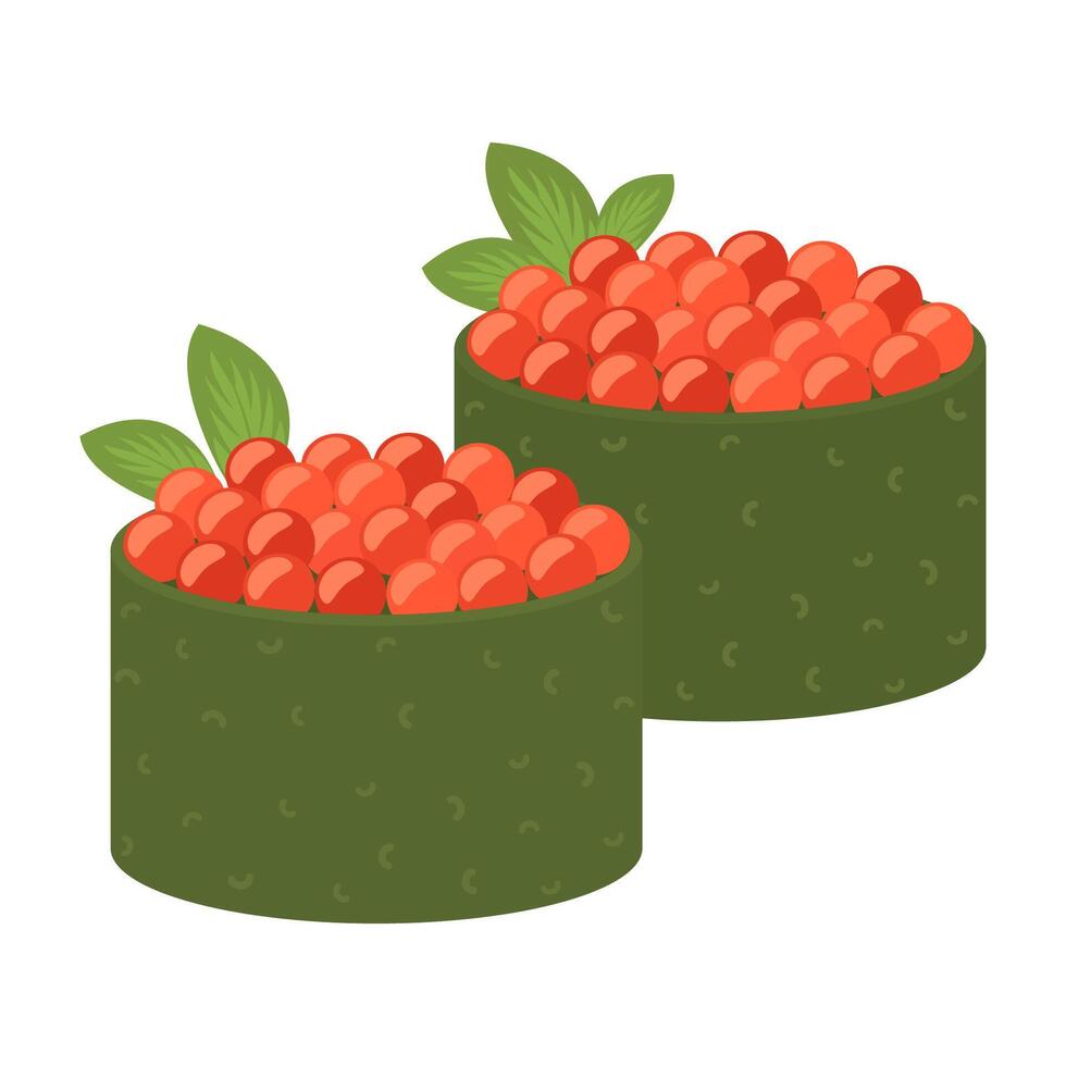 Ikura Gunkan Maki. Salmon Roe Sushi vector