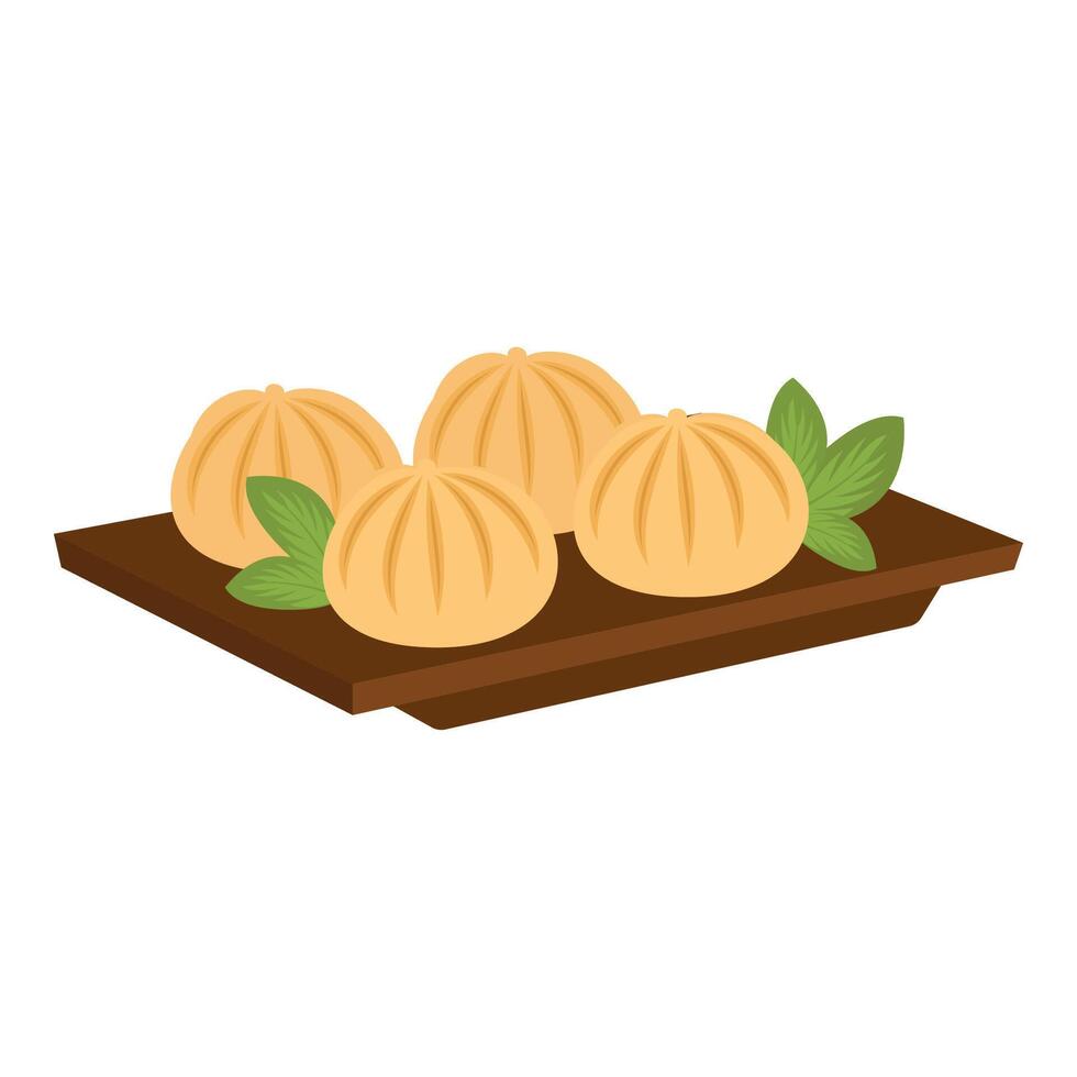 Khinkali Dumplings with Leaves vector