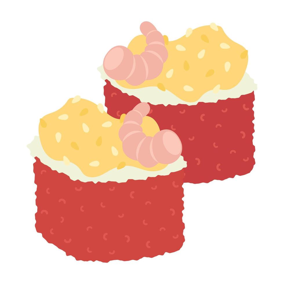 Sushi with Egg and Shrimp Topping vector