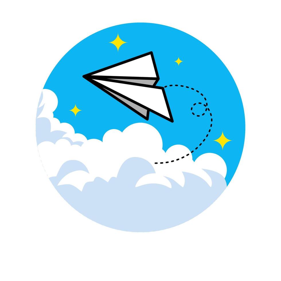 Paper rocket in the sky illustration. vector