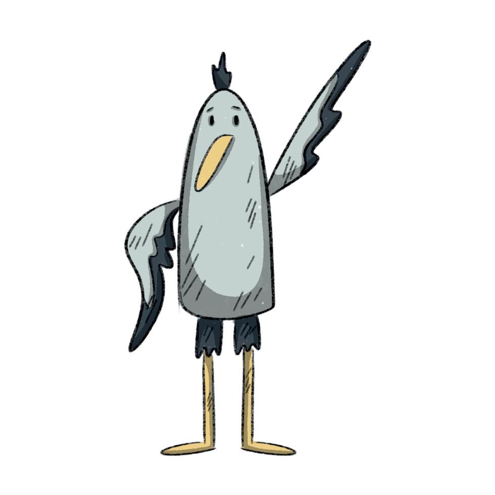 hand drawn colorful gull character. under the sea collection element vector